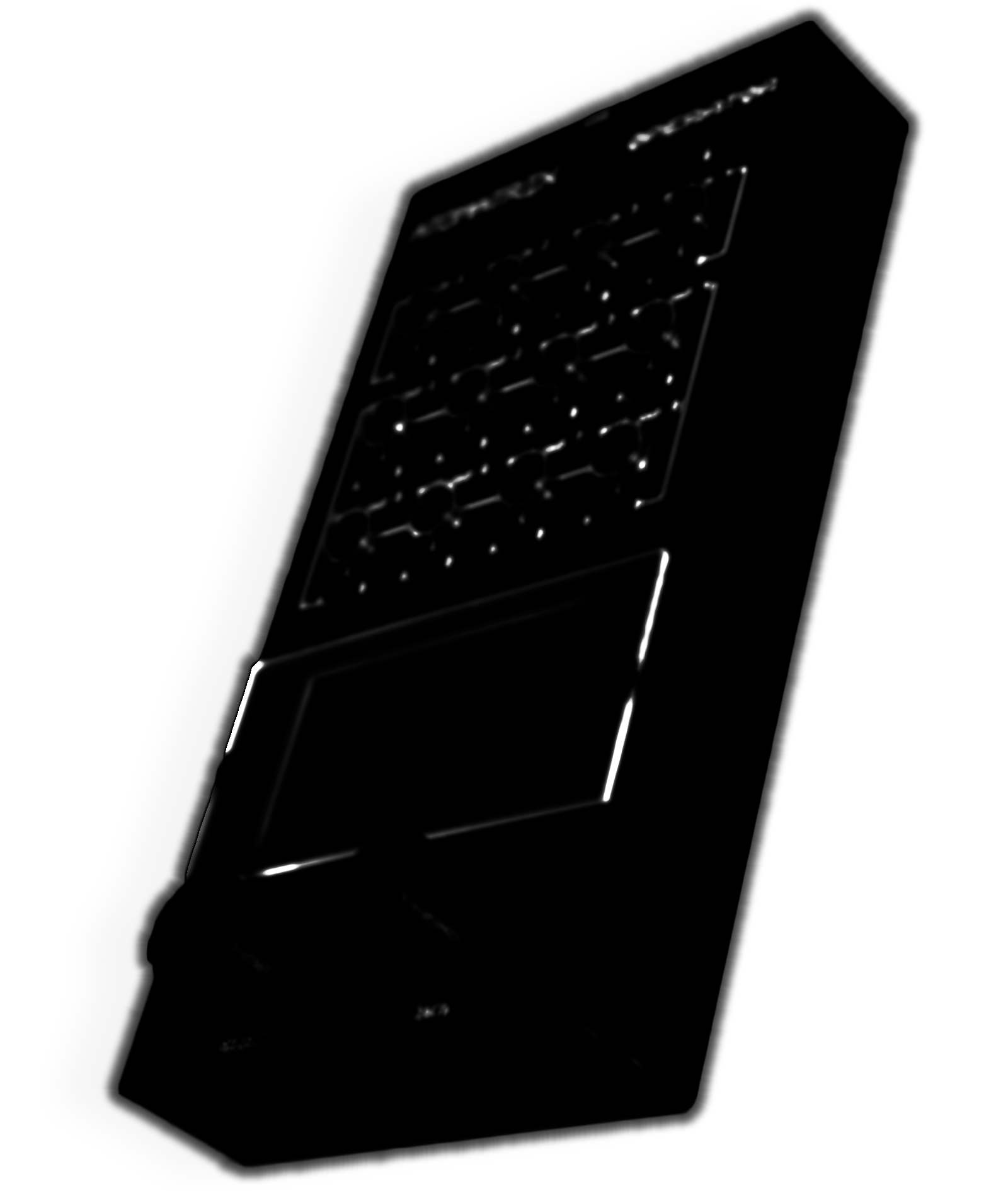 Operator, mostly in shadow, with its screen lit
